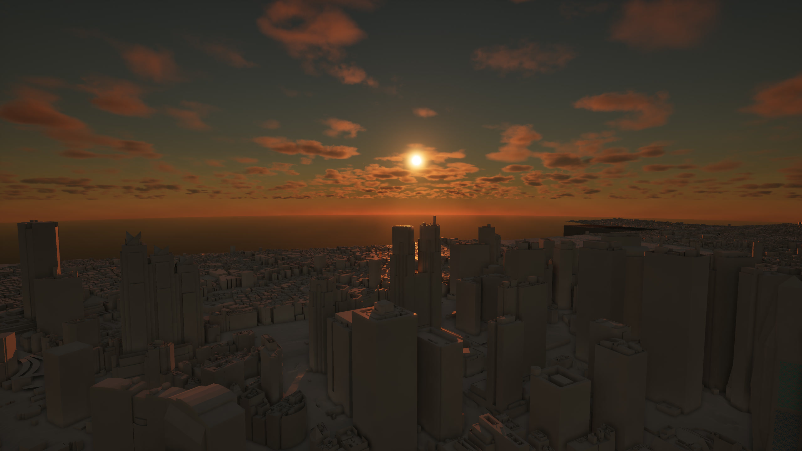 Warm light catches the edges of Shinjuku’s buildings beneath a sunset and orange clouds.